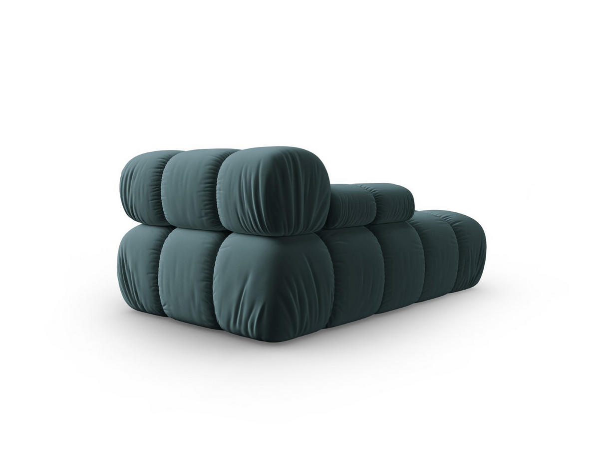 CHAISELONGUE links Bellis aus Samt petrol - Petrol, Textil (97/62/157cm) - Micadoni
