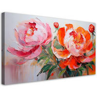 WANDBILD pfingstrosen rosa orange blumen - Multicolor, Textil (80/40cm) - Feeby