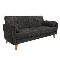 SOFA 161,5/79/83,5 cm in Dunkelgrau aus Chenille mit Armlehnenkissen - Anthrazit, Textil (79/83.5/161.5cm) - Flora Grace