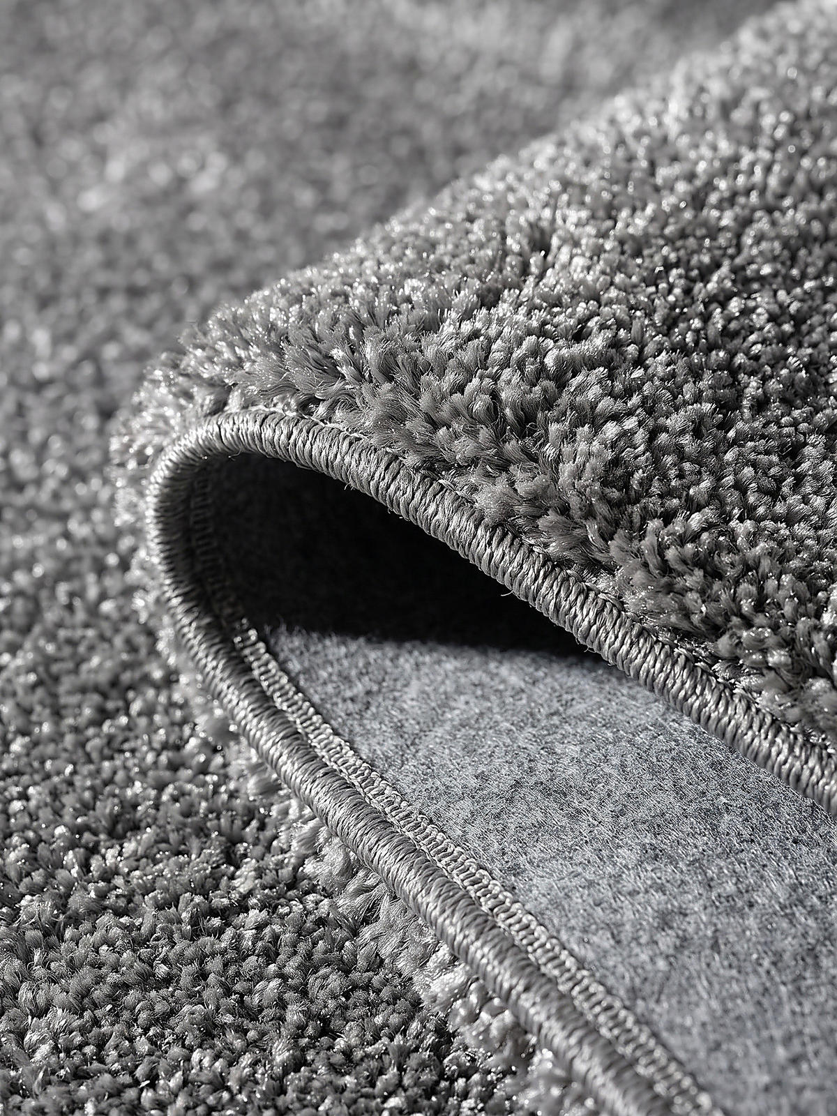 TEPPICH Hochflor ZINAL Uni Polyester Grau 80 x 150 cm - Grau, Textil (80/150cm) - KADIMA DESIGN