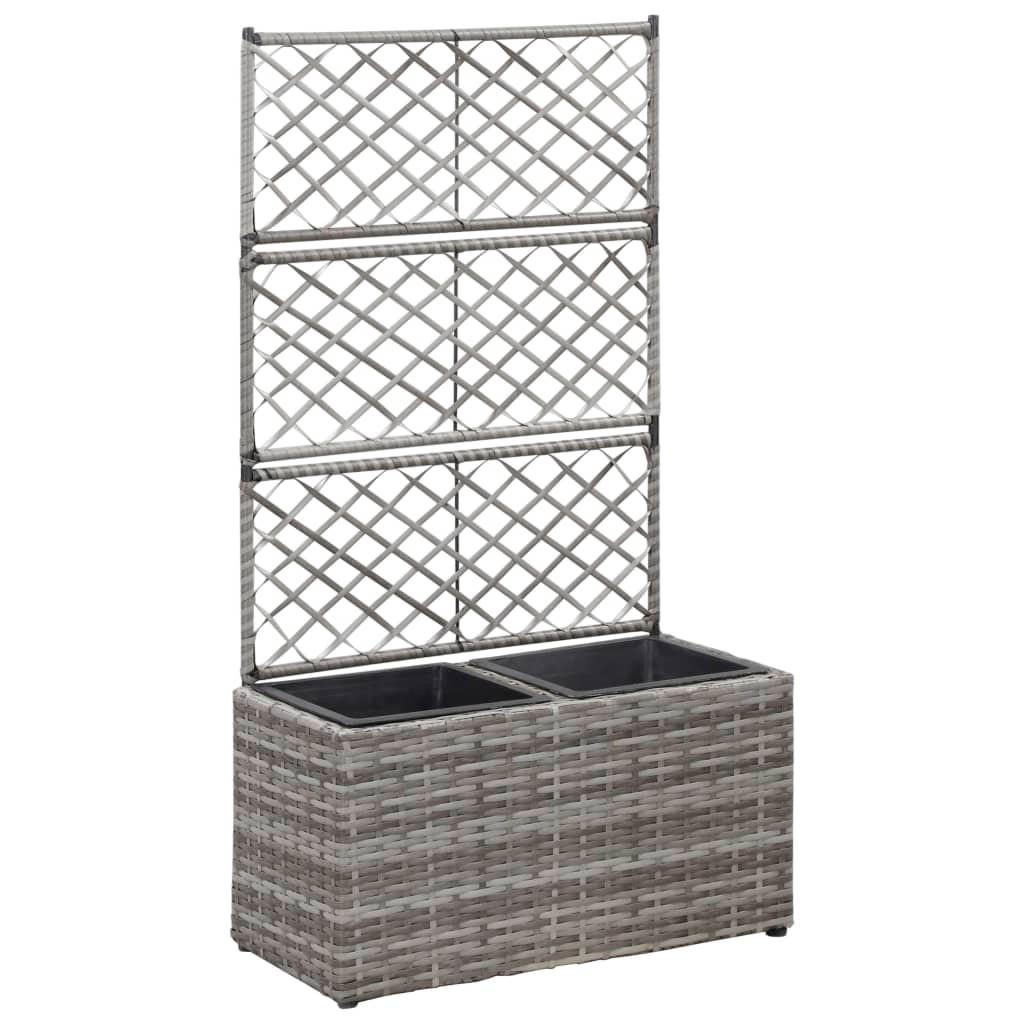RANKKASTEN aus Rattan ELOT Grau 2 Töpfe 58x30x107 cm - Grau, Kunststoff (58/107/30cm) - DELUKE
