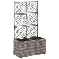 RANKKASTEN aus Rattan ELOT Grau 2 Töpfe 58x30x107 cm - Grau, Kunststoff (58/107/30cm) - DELUKE