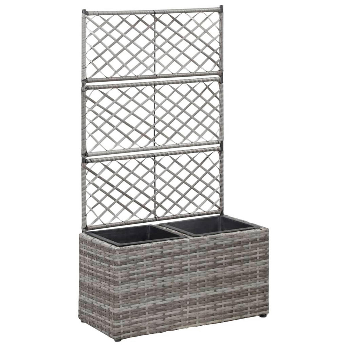 RANKKASTEN aus Rattan ELOT Grau 2 Töpfe 58x30x107 cm - Grau, Kunststoff (58/107/30cm) - DELUKE