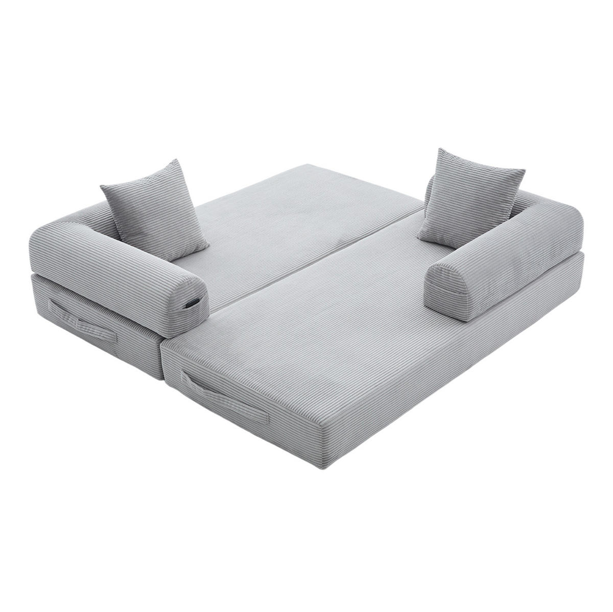 SOFA 200/94/67 cm aus Cord mit Metallgestell und 3 Kissen Hellgrau - Hellgrau, Textil (94/67/200cm) - Modenvie