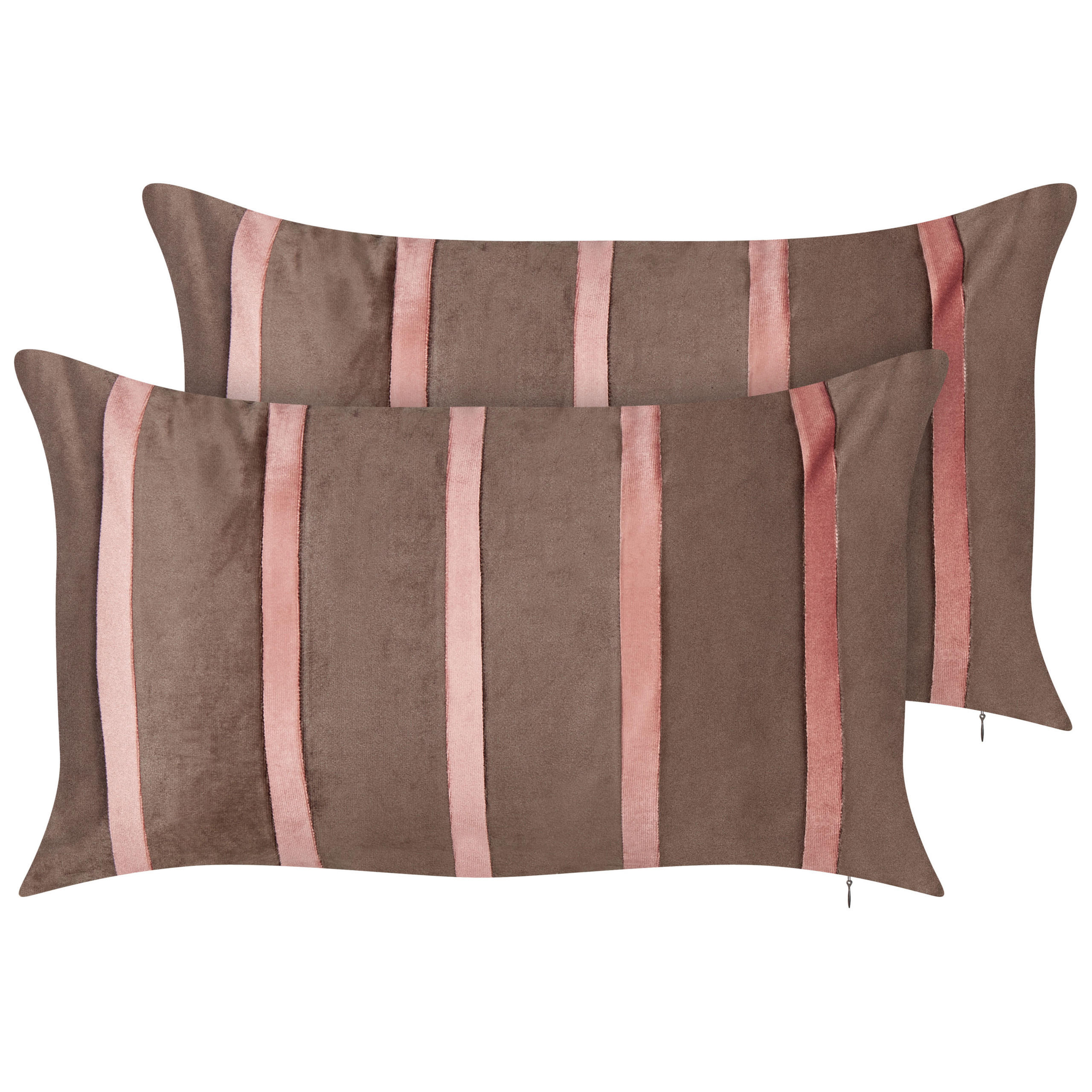 DEKOKISSEN 2er-Set Braun 35/60 cm Crodyline - Pink/Braun, Textil (35/60cm) - Beliani
