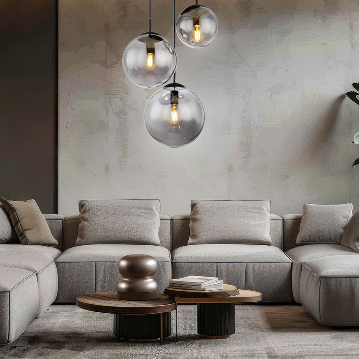 HÄNGELEUCHTE Metall Glas Schwarz Matt 3 Flammig - Schwarz, Glas (52/52/80cm) - Globo Lighting