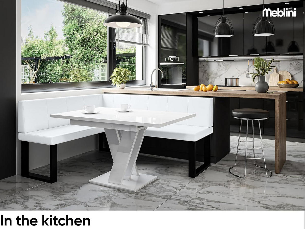 ECKBANK PETER_U - Weiß, Leder (128/168cm) - Meblini