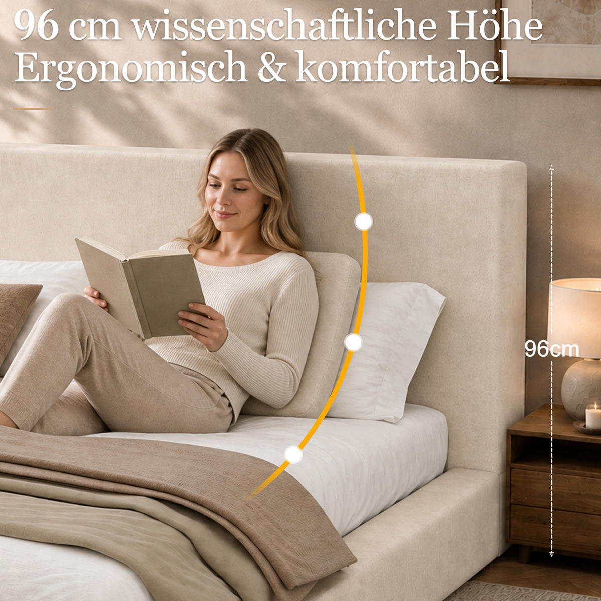 POLSTERBETT mit Lattenrost aus Chenille 180x200 cm Beige mit gepolstertem Kopfteil - Beige, Textil (180/200cm) - Modfu
