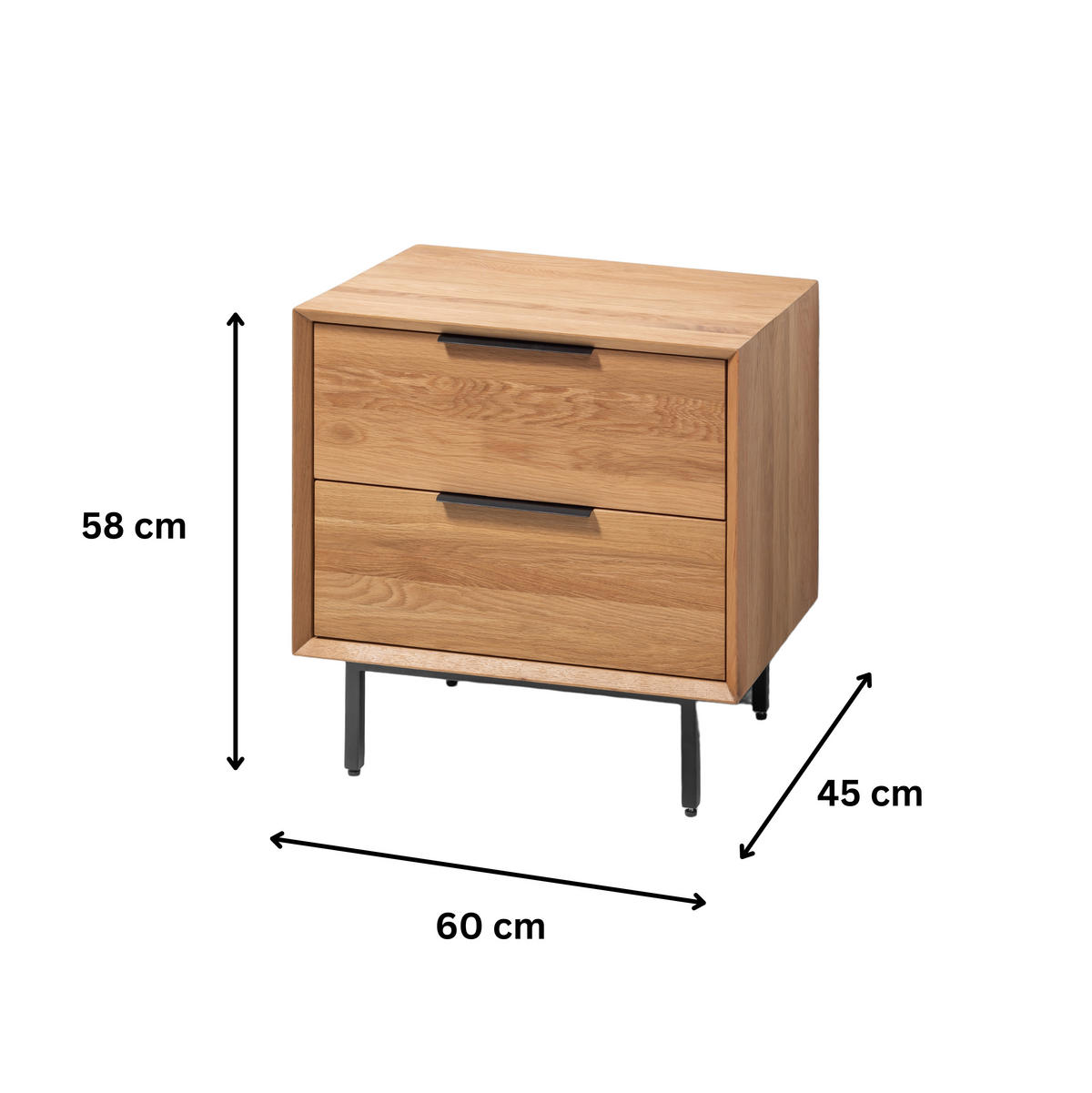 NACHTTISCH Bergen 2er Set, Eiche - Beige, Holz (60/58/45cm) - WOODEK