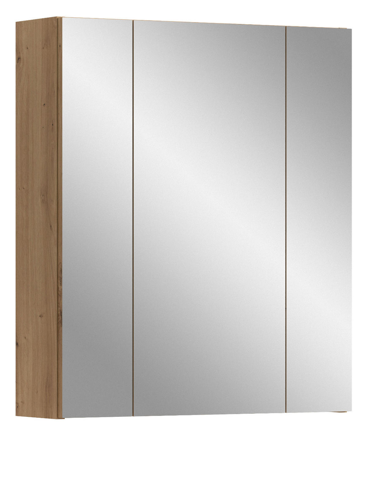 SPIEGELSCHRANK Artisan Eiche, Badschrank 3-türig, 60 x 70 cm - Eiche Artisan, Glas/Holzwerkstoff (60/70/18cm)