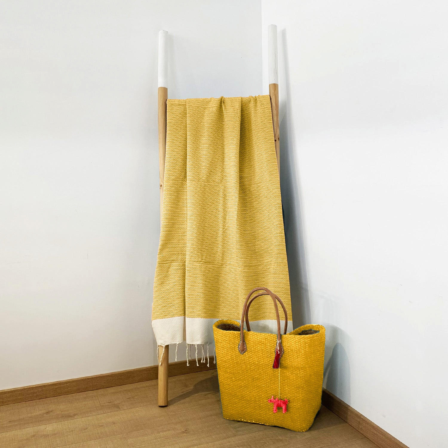 HAMAMTUCH Traditionelles Waffelgewebe Gelb 200x200 190g/m² - Athena Sonnenblume XL - Gelb, Textil (200/200cm) - LE COMPTOIR DE LA PLAGE