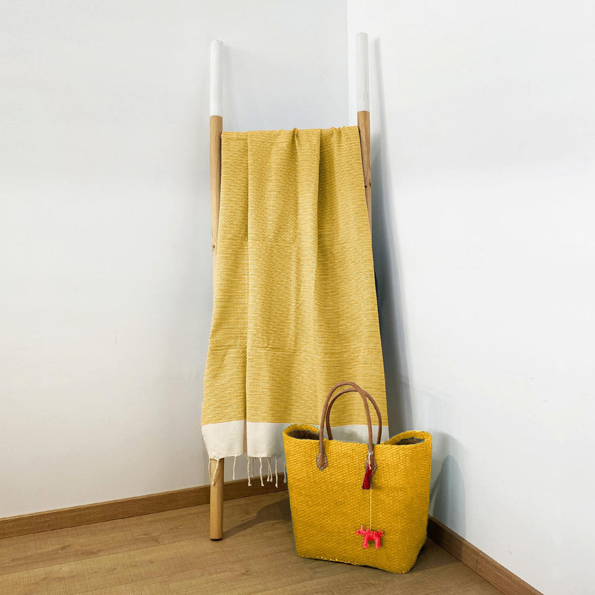HAMAMTUCH Traditionelles Waffelgewebe Gelb 200x200 190g/m² - Athena Sonnenblume XL - Gelb, Textil (200/200cm) - LE COMPTOIR DE LA PLAGE