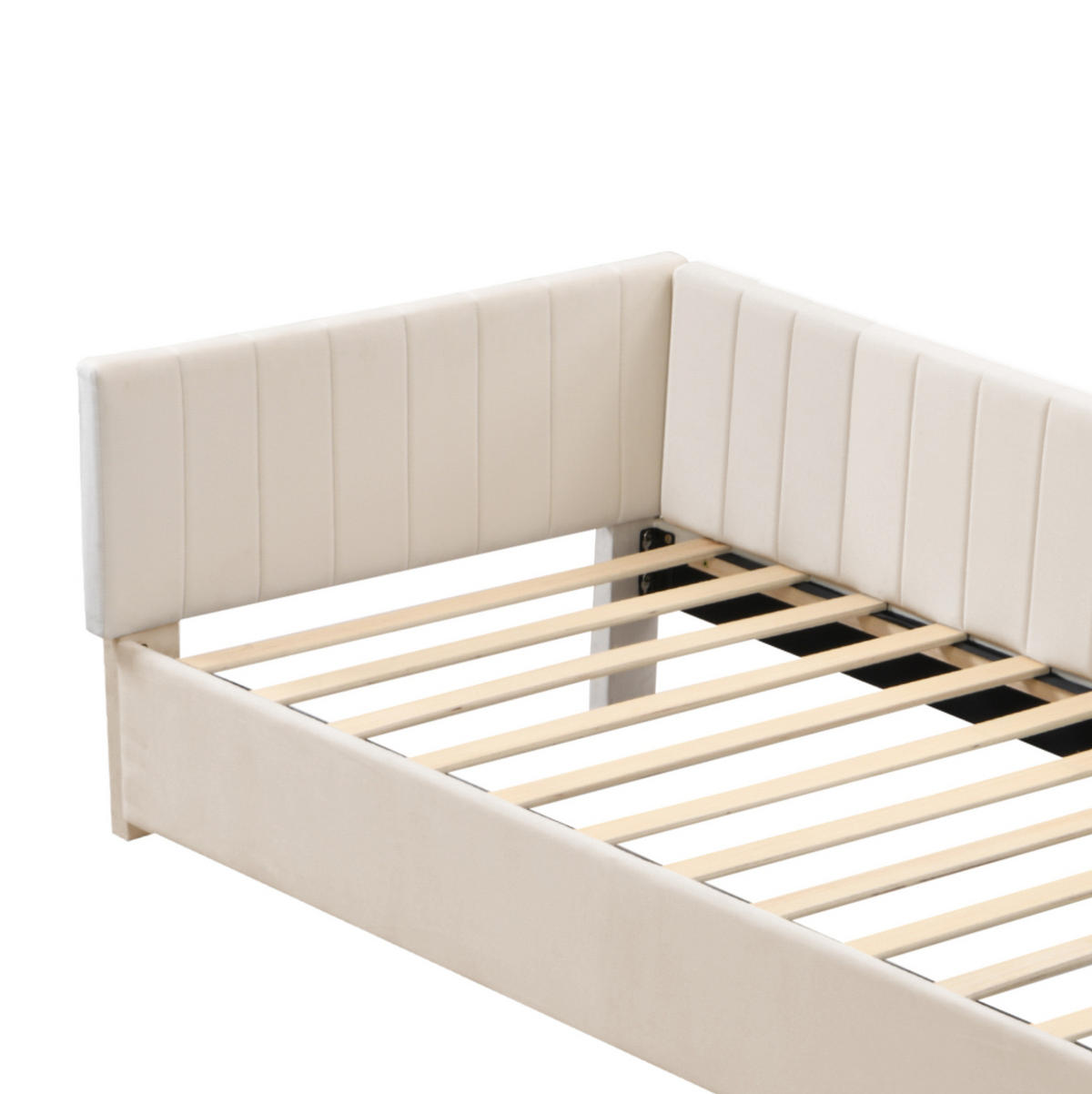 POLSTERBETT 90/200 cm Beige aus Samtstoff mit Lattenrost - Beige, Leder (90/200cm) - OKMYHOME