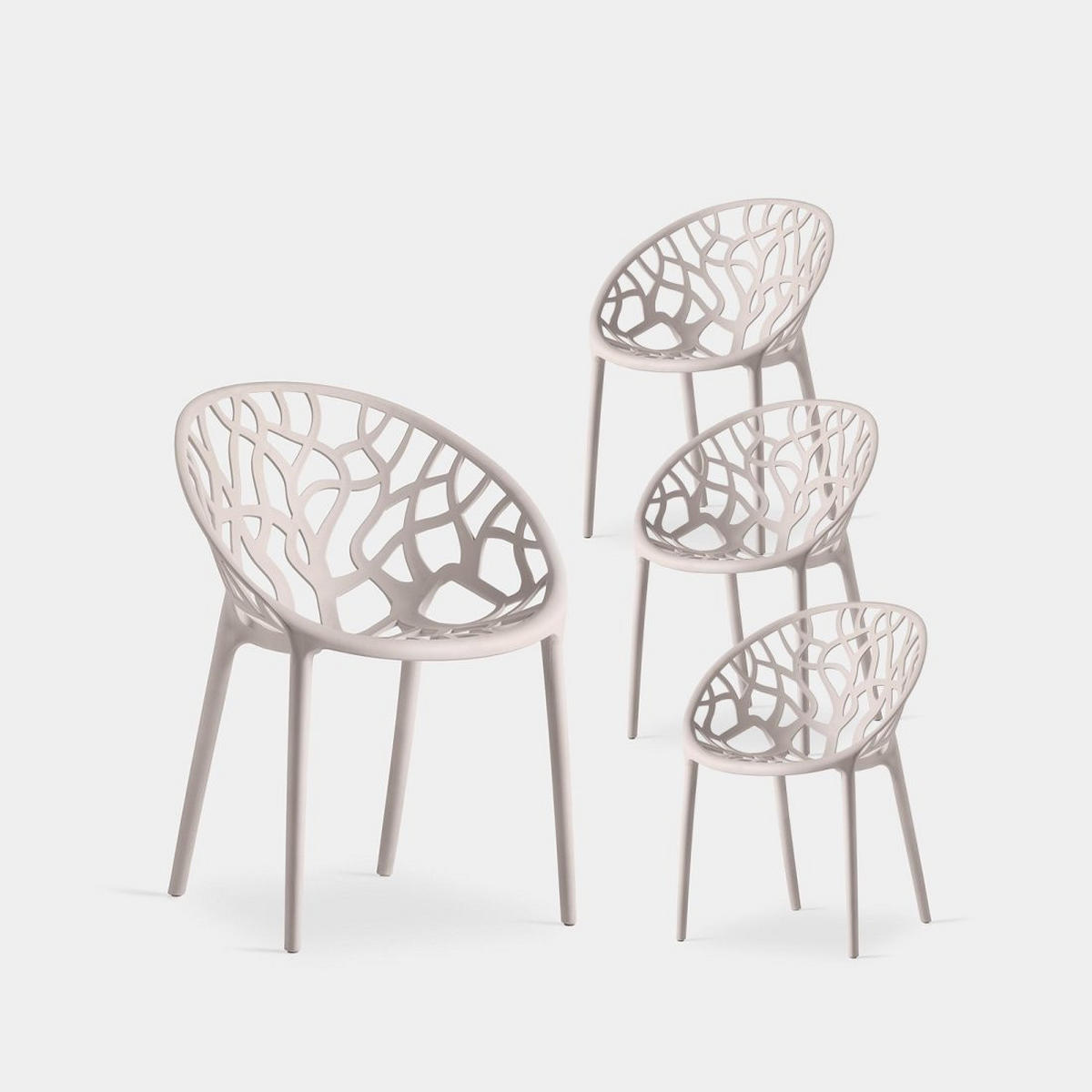 GARTENSTUHL Rhona Beige 58 cm x 79 cm 4er-Set - Beige, Kunststoff (58/79/60cm) - Klast Home