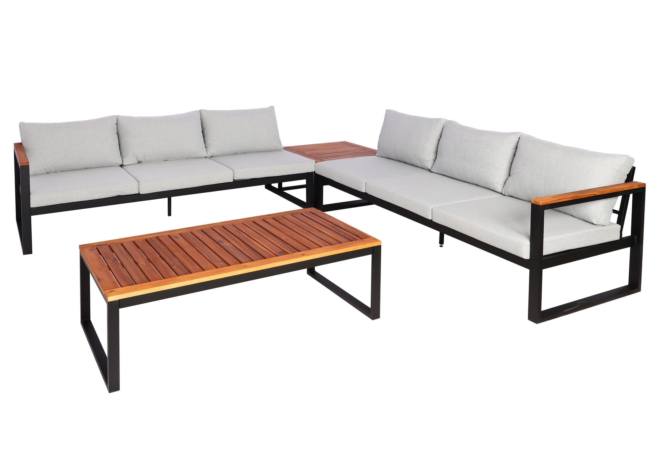 GARTENLOUNGE Garnitur Hellgrau - Grau, Metall - PROREGAL