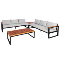 GARTENLOUNGE Garnitur Hellgrau - Grau, Metall - PROREGAL