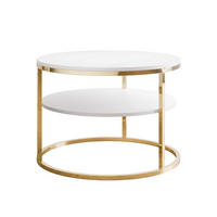 CIRI MAT Couchtisch mit Ablage und Gestell in Goldchrom Weiß Marmor - Goldfarben/Weiß, Holzwerkstoff (70/70/49cm) - Lookway