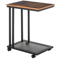 BEISTELLTISCH 51/36/65 cm schwarz aus MDF mit C-Form und Rollen - Schwarz, Holzwerkstoff (51/36/65cm) - OKWISH