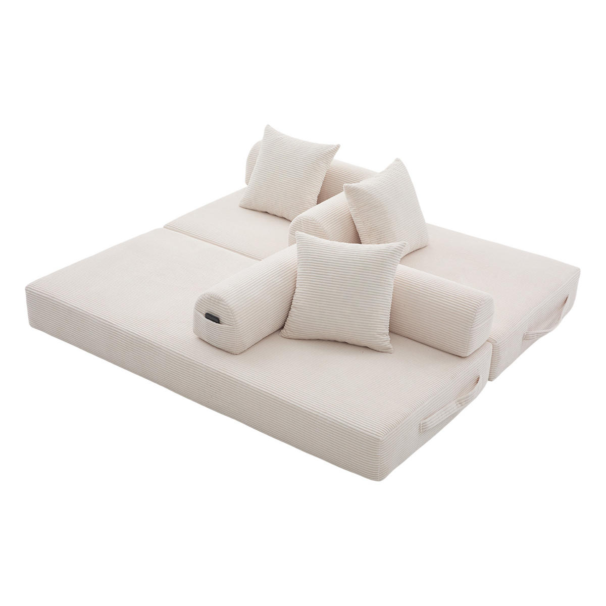 SOFA 3-Sitzer in Beige aus Cord mit modularem Design und Metallrahmen - Weiß, Holzwerkstoff/Textil (200/67/94cm) - CHICFURN