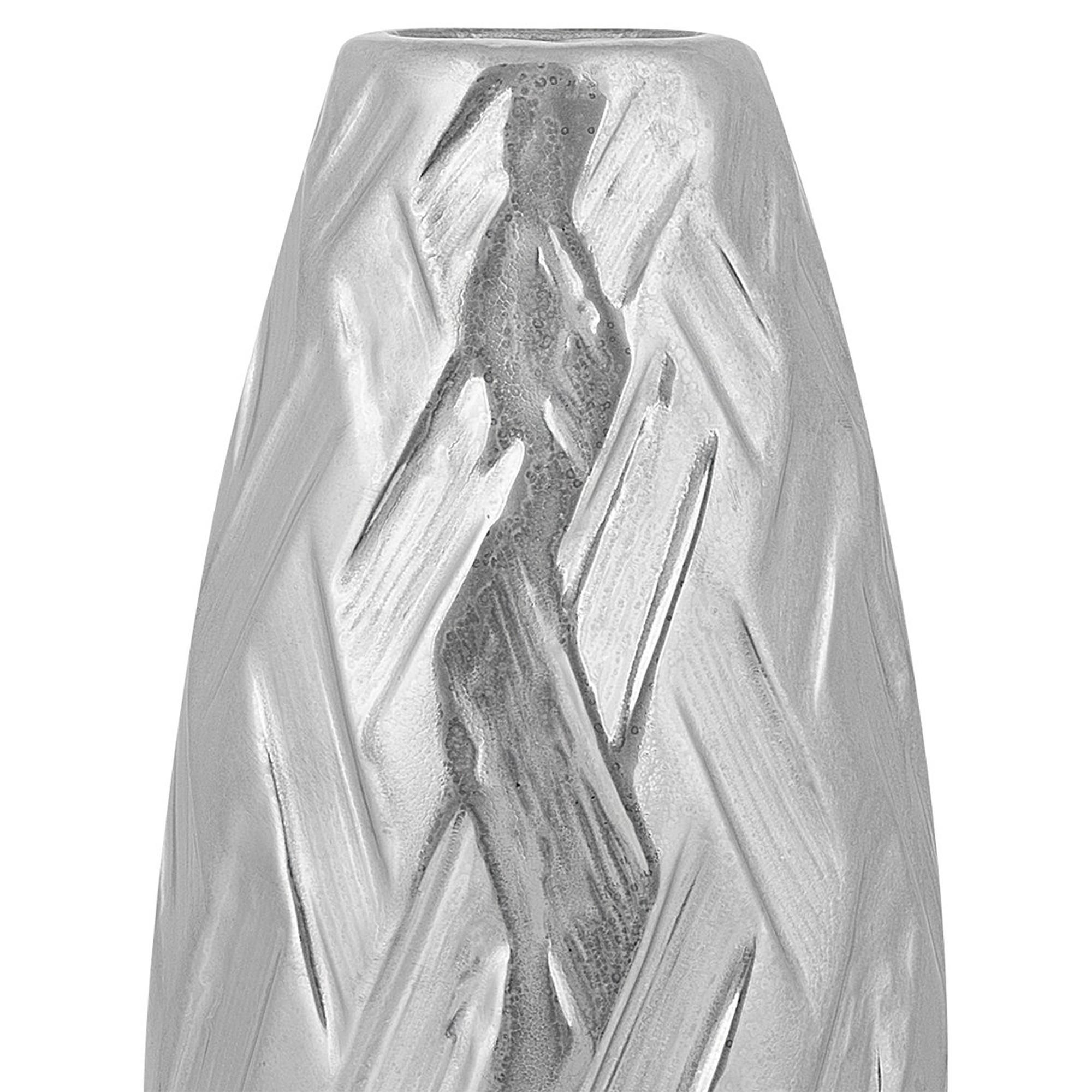 DEKOVASE Steinzeug silber Arpad - Silberfarben, Stein (33cm) - Beliani