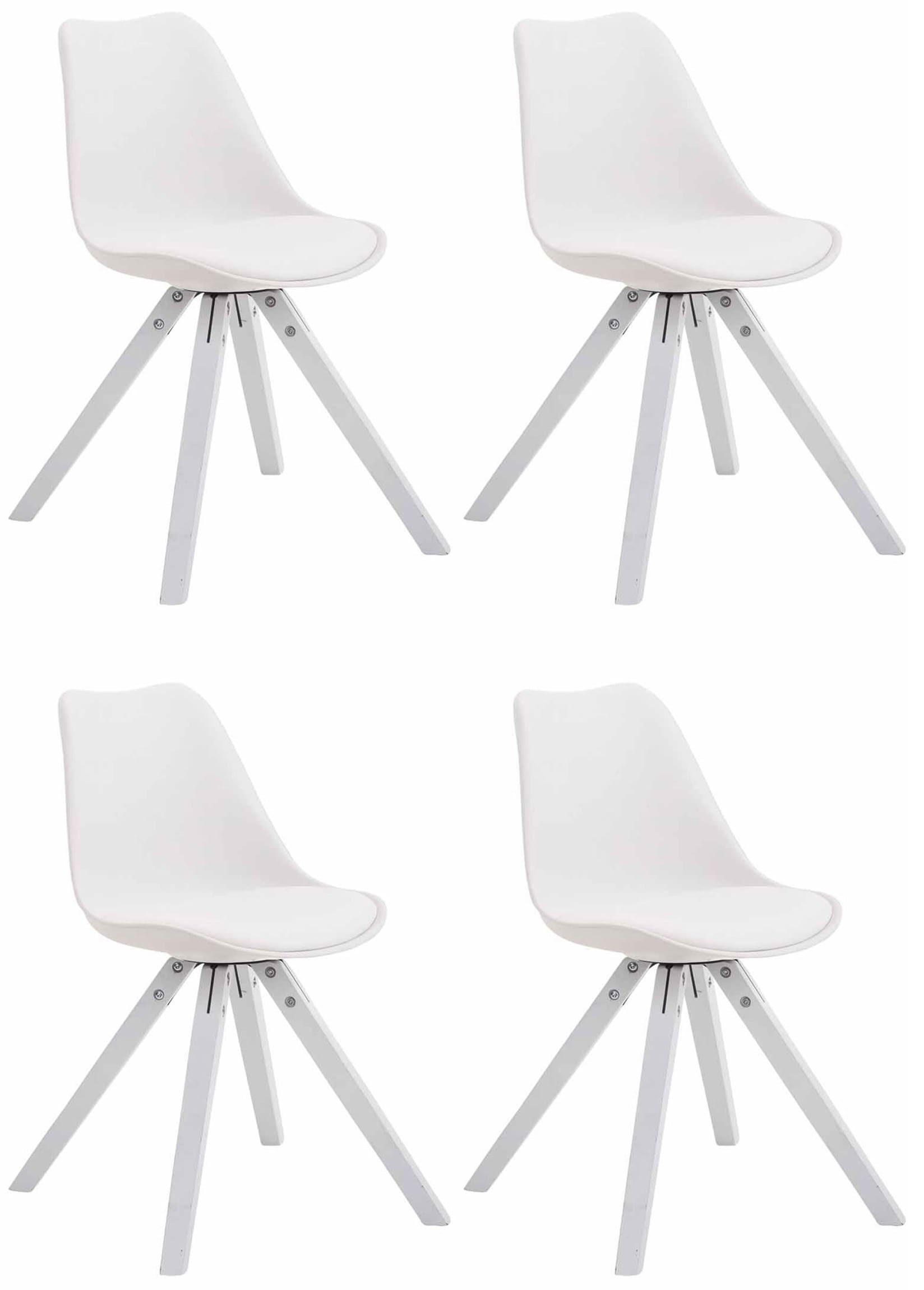 STUHL 4er Set Lederlook weiß - Weiß, Holz/Textil (47.5/83/55.5cm) - CLP