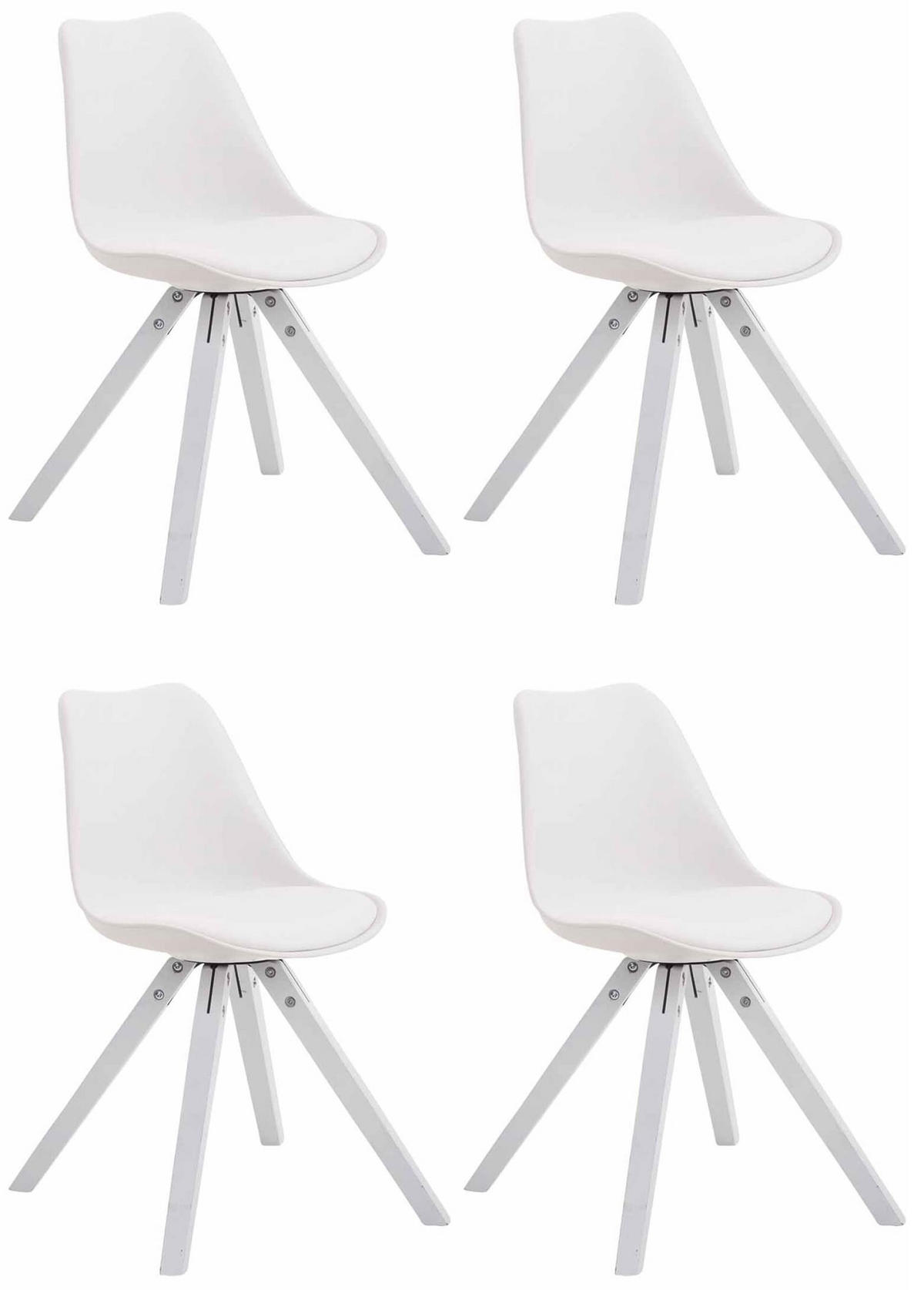 STUHL 4er Set Lederlook weiß - Weiß, Holz/Textil (47.5/83/55.5cm) - CLP