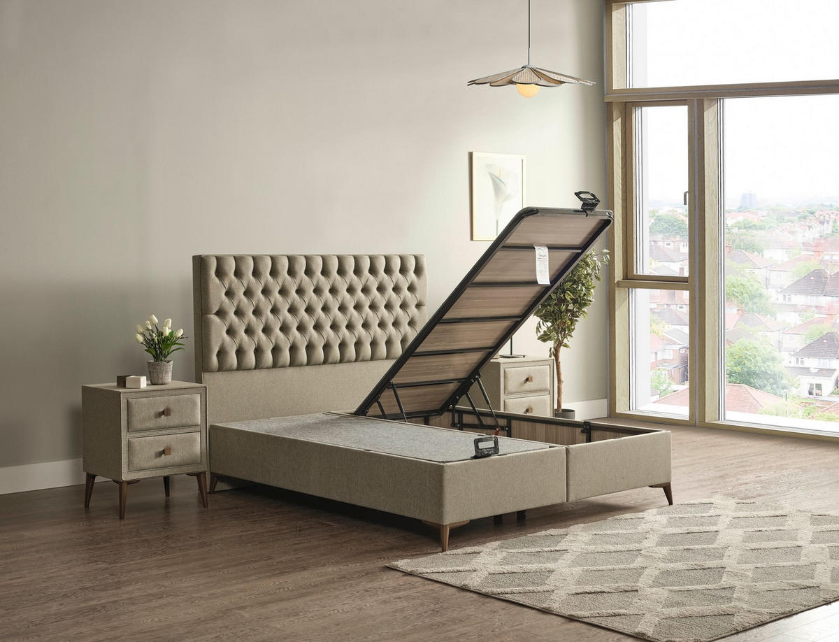 POLSTERBETT-SET Vegan 180x200 Grün - Bett inkl. Matratze - Grün, Metall (180/200cm) - Villa Möbel