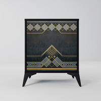 SIDEBOARD ROYAL ORDINARINESS, Schwarz, 57,5x42x70,5 cm, Schwarze Metall-Sternfüße - Multicolor/Schwarz, Holzwerkstoff/Metall (57.5/70.5/42cm) - SpaceRebels