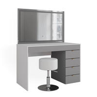 SCHMINKTISCH Elise Weiß/Grau/Grau 115 cm mit LED-Spiegel & Hocker - Weiß/Grau, Holzwerkstoff (115/76/55cm) - Vicco
