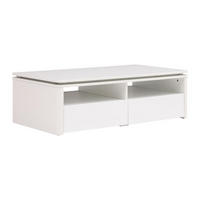 COUCHTISCH mit 2 Schubladen & 2 Ablagefächern - Mit LED-Beleuchtung - Weiß - SYLPIA - Weiß, Holz (110/60/34cm) - Vente-Unique