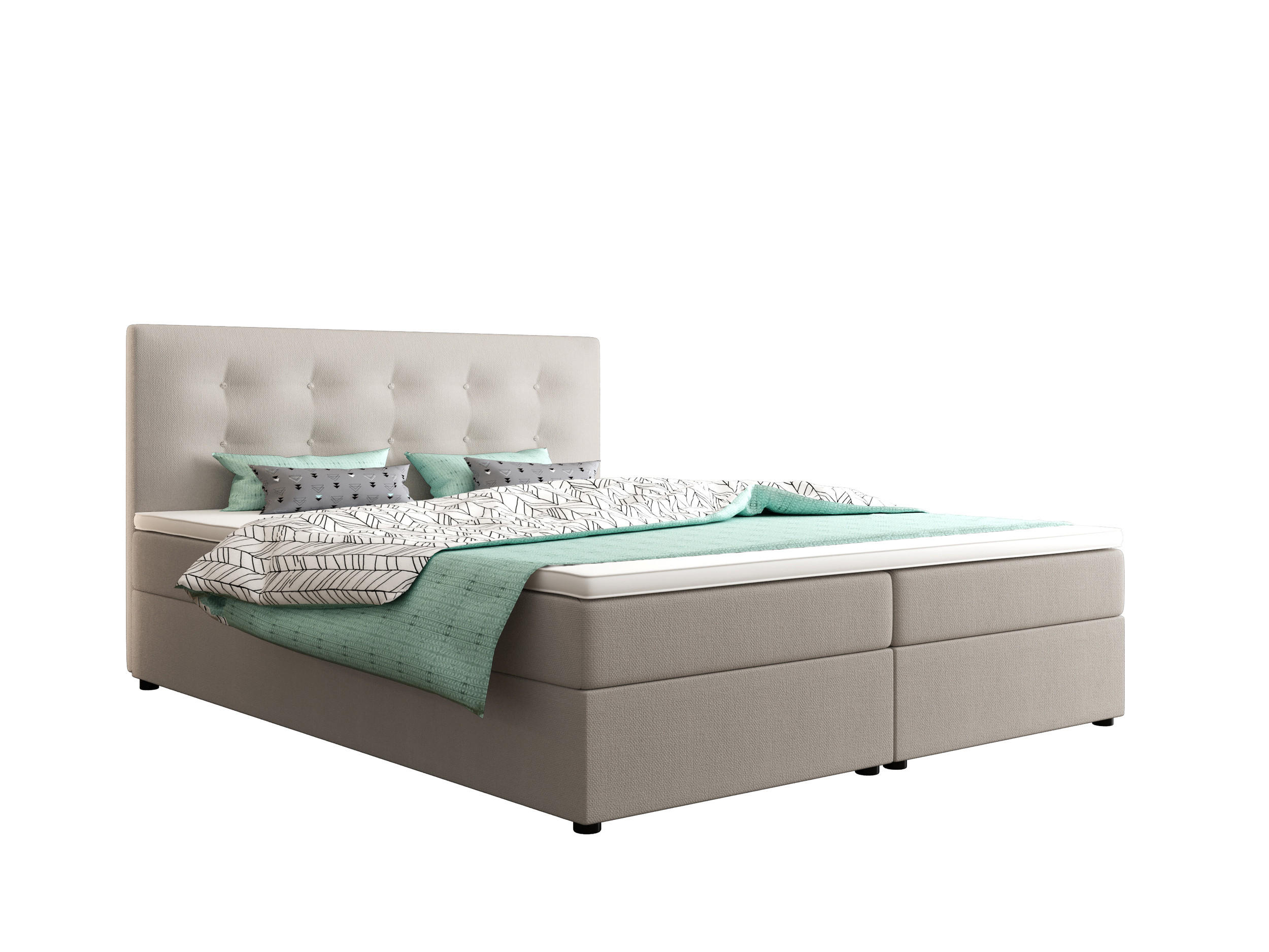 BOXBETT FADO 22 mit Matratze H3, Bonell und Topper 140x200 Cosmic 10 - Beige, Holz/Textil (140/200cm) - Bedante
