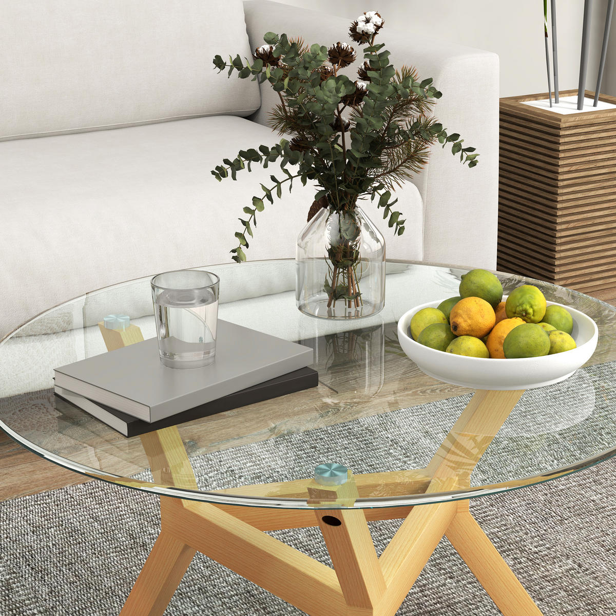 COUCHTISCH 80/45 cm Transparent aus gehärtetem Glas mit höhenverstellbaren Fußpolstern - Klar, Metall (80/80/45cm) - OKWISH