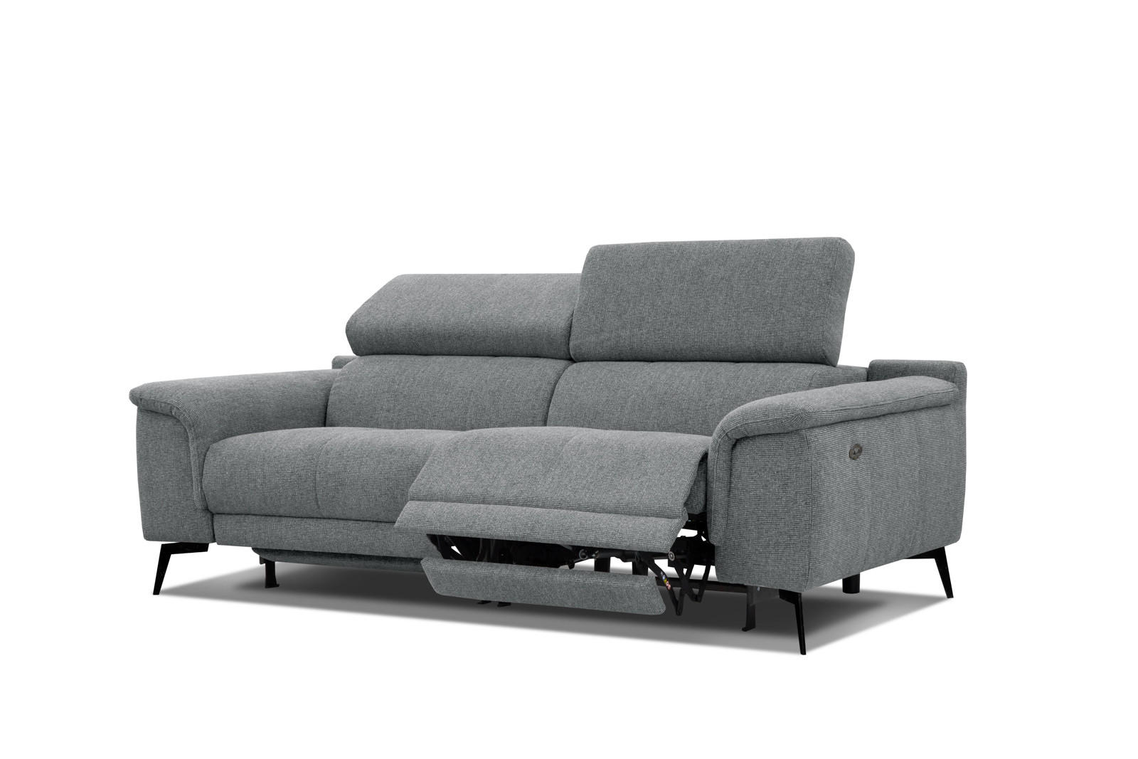 RELAXSOFA FIERO 3-Sitzer mit 2 Relaxfunktionen, grau - Schwarz/Grau, Holzwerkstoff/Textil (212/82/103cm) - Courtois Laville