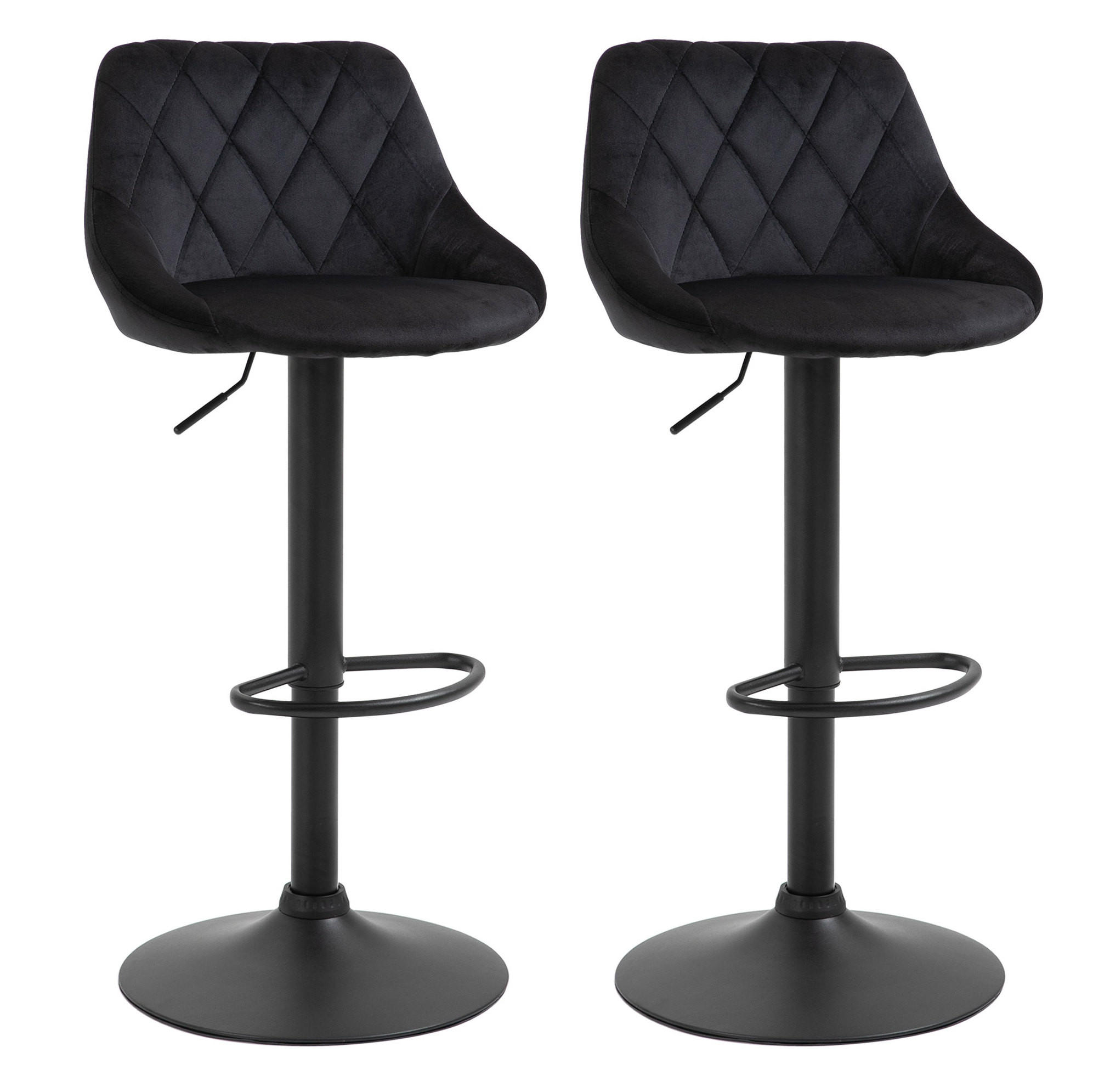 BARHOCKER höhenverstellbar 2er-Set Black Polyester Metall - Schwarz, Metall (48/83/51.5cm) - Meubliv