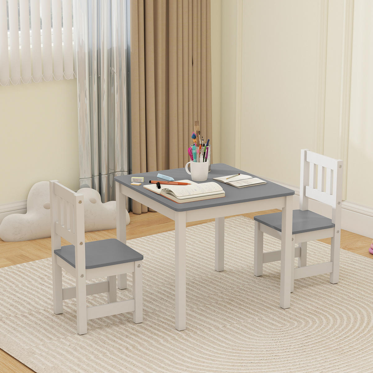 KINDERTISCHGRUPPE Grau 56.0/52.0/48.0cm - Grau, Holzwerkstoff (52/48/56cm)