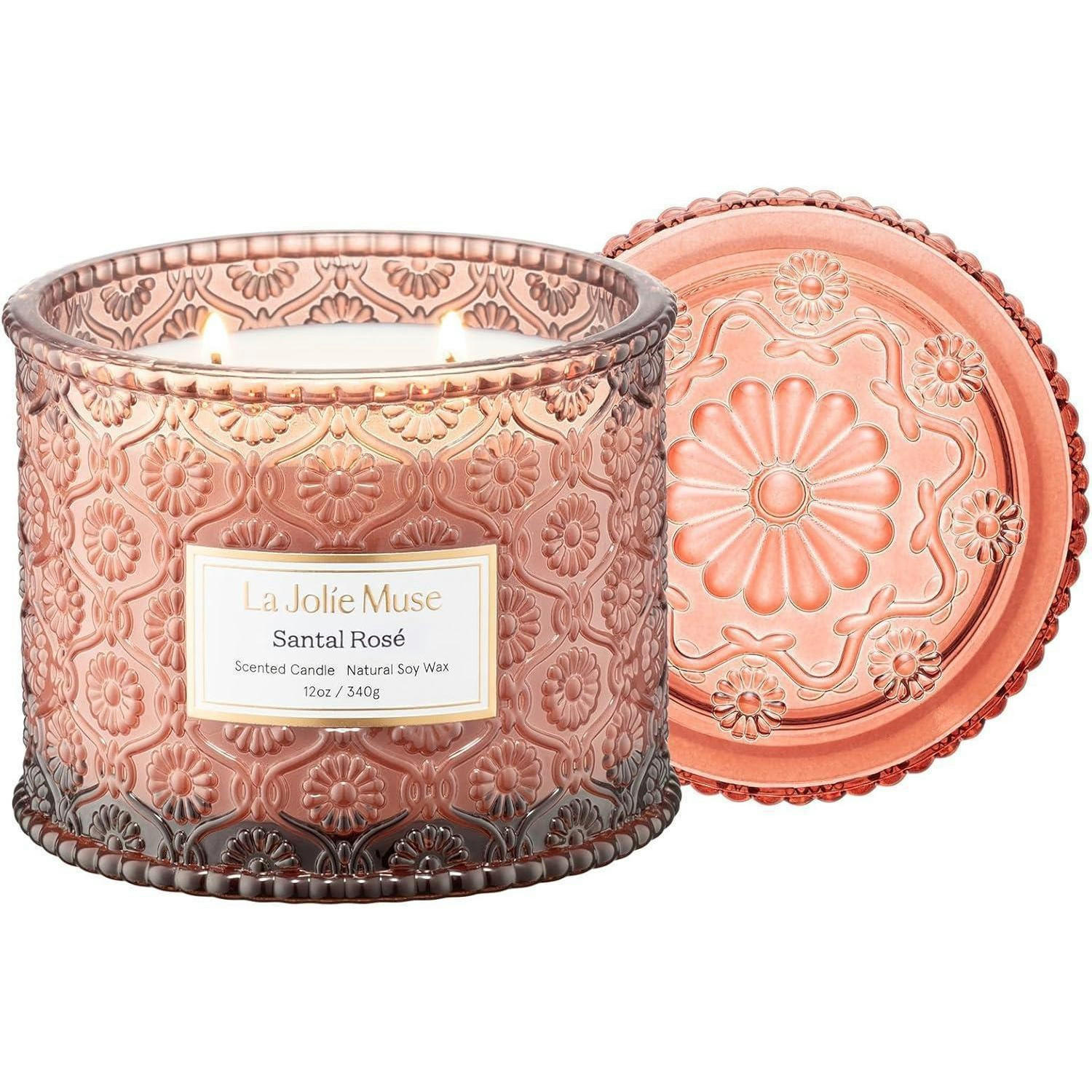 DUFTKERZE Santal Rosé Sojawachs 340 g - Rosa, Paraffin (4cm)