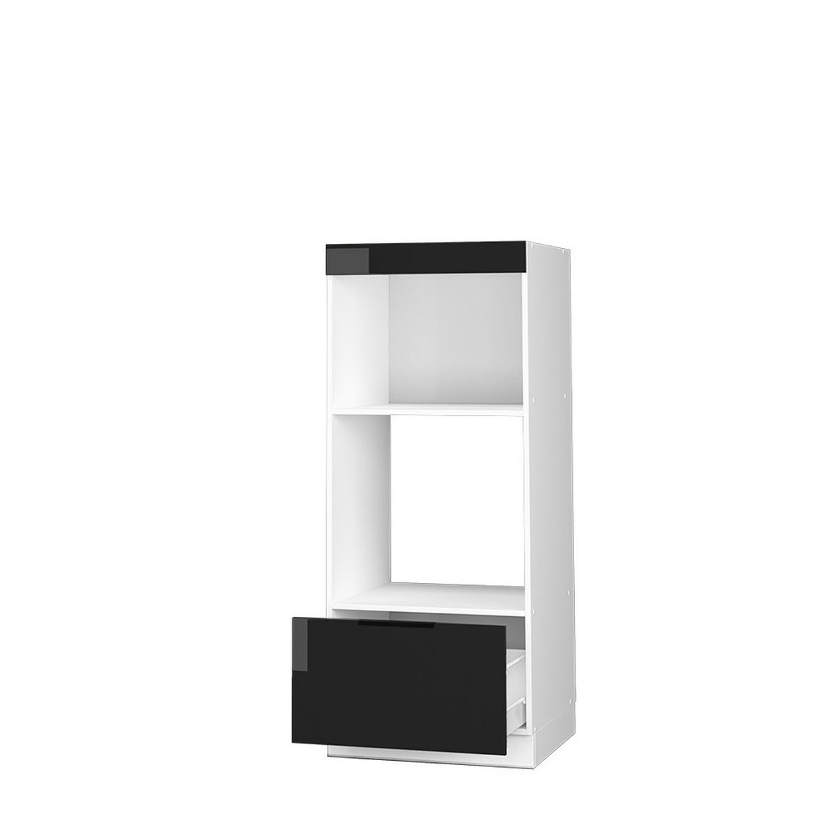 MIKROWELLENSCHRANK Fame-Line Schwarz Eiche hochglanz 60 cm offen - Schwarz Hochglanz/Schwarz, Holzwerkstoff (60/153.6/58.1cm) - Vicco