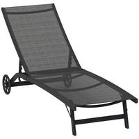 SONNENLIEGE mit Rollen - Schwarz, Metall (165/102/66cm) - Outsunny