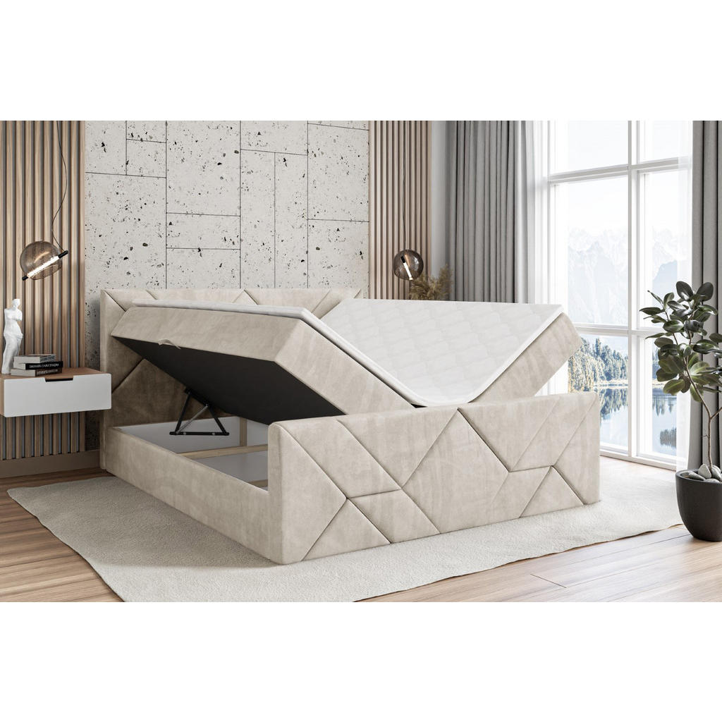 Thumbnail - Altdecor Boxbett, Ecru, Holzwerkstoff, Höhe ca. 20 cm, 200x200 cm, Schlafzimmer, Betten, Boxspringbetten