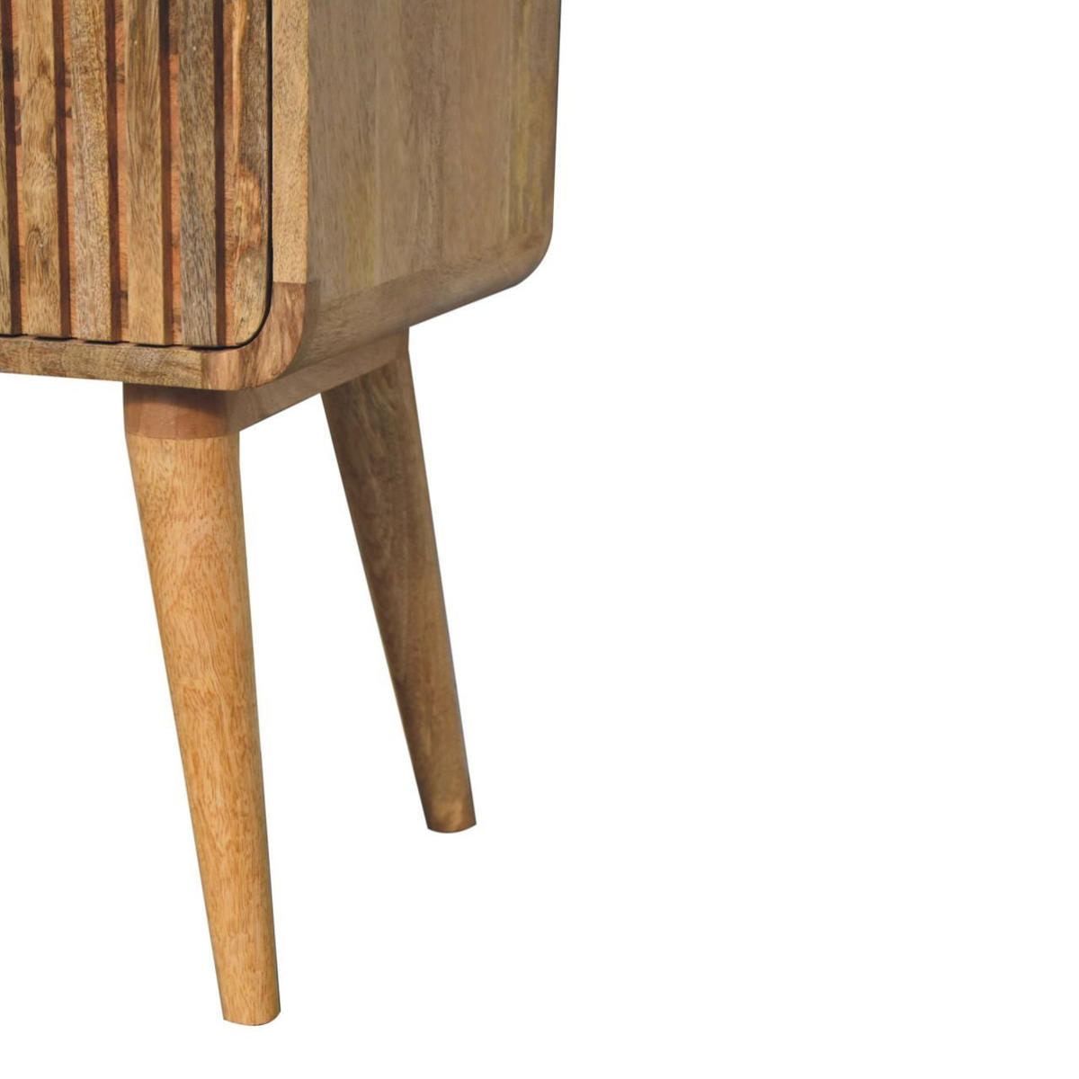 NACHTTISCH T-Bar Riffel, beige - Beige/Messingfarben, Mangoholz/Holz (35/65/45cm) - Artisan Furniture