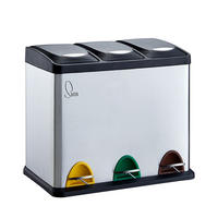 TRETMÜLLEIMER TC3X8 - Silberfarben, Metall (47/38/28cm) - SVITA