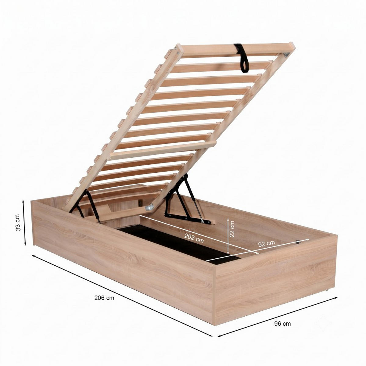 BETT BILBAO mit Lattenrost 90x200 - Eiche Hell Dekor - Sonoma Eiche, Holzwerkstoff (90/200cm) - Weber Industries