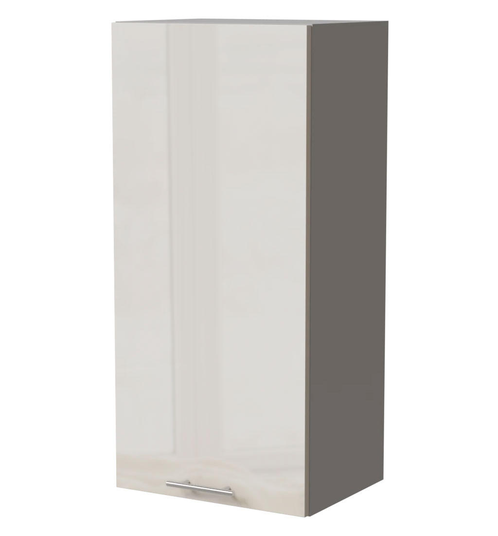 HÄNGESCHRANK Brerra W4/45 Grau / RAL 9001 creme Hochglanz 45 / 32,5 / 96cm - Creme/Grau, Holz/Holzwerkstoff (45/96/32.5cm) - Feldmann-Wohnen