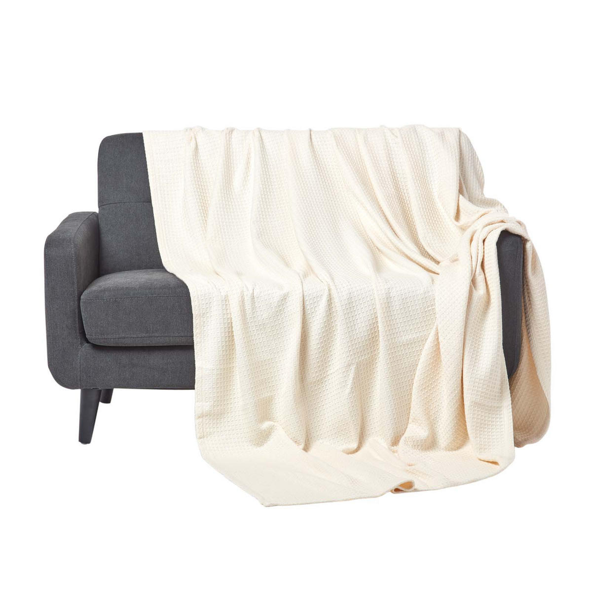 BIO-WOHNDECKE Waffelpiqué 180/230 cm - Naturfarben, Textil (178/228cm) - Homescapes