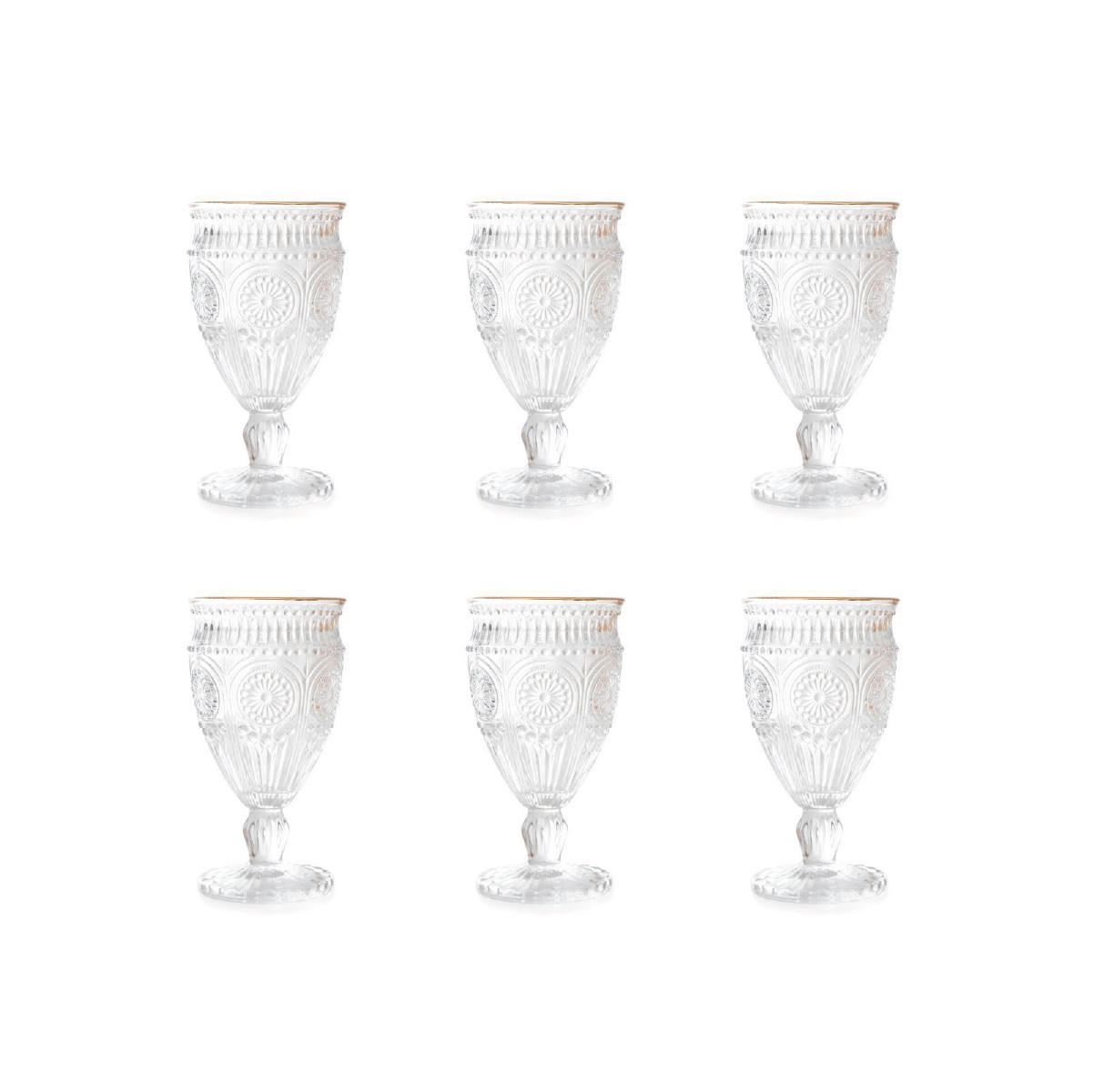 WEINGLÄSER Barrel mit Goldrand 0,35 l 6er-Set - Transparent, Glas (0.35L) - Homla