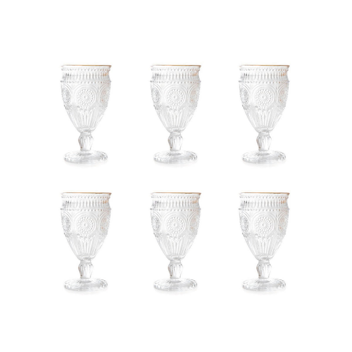 WEINGLÄSER Barrel mit Goldrand 0,35 l 6er-Set - Transparent, Glas (0.35L) - Homla
