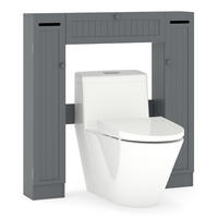 TOILETTENSCHRANK mit Toilettenpapierhalter grau - Grau, Holzwerkstoff (89/99/19.5cm) - COSTWAY