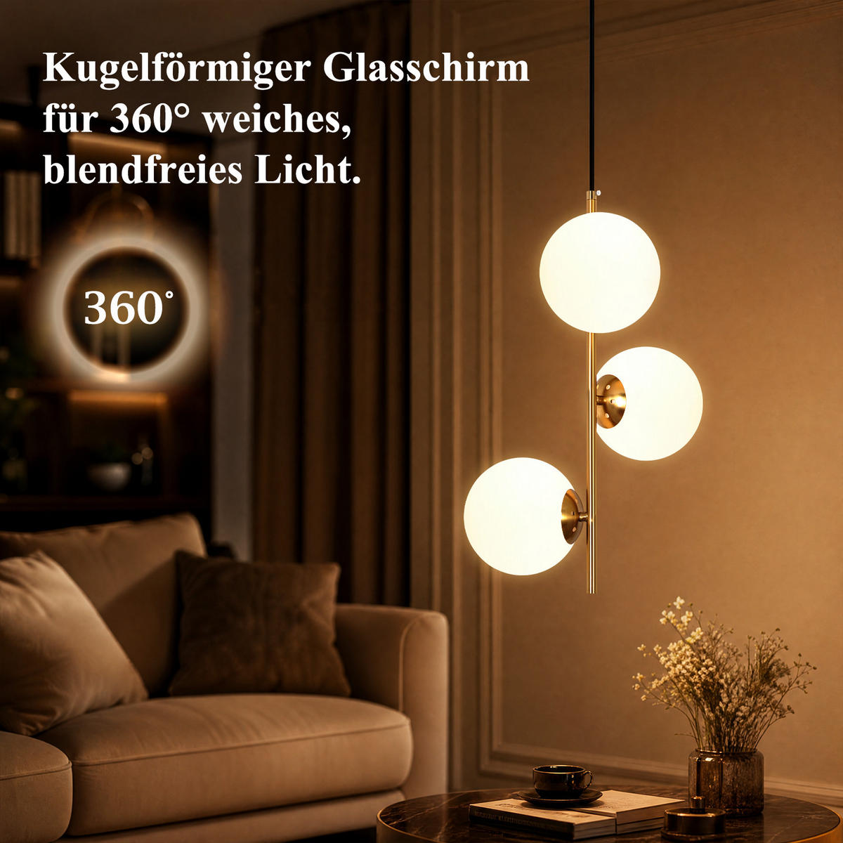 PENDELLEUCHTE Fyrith 34.5/15/150 cm - Goldfarben/Weiß, Glas/Metall (34.5/15/150cm) - ZMH