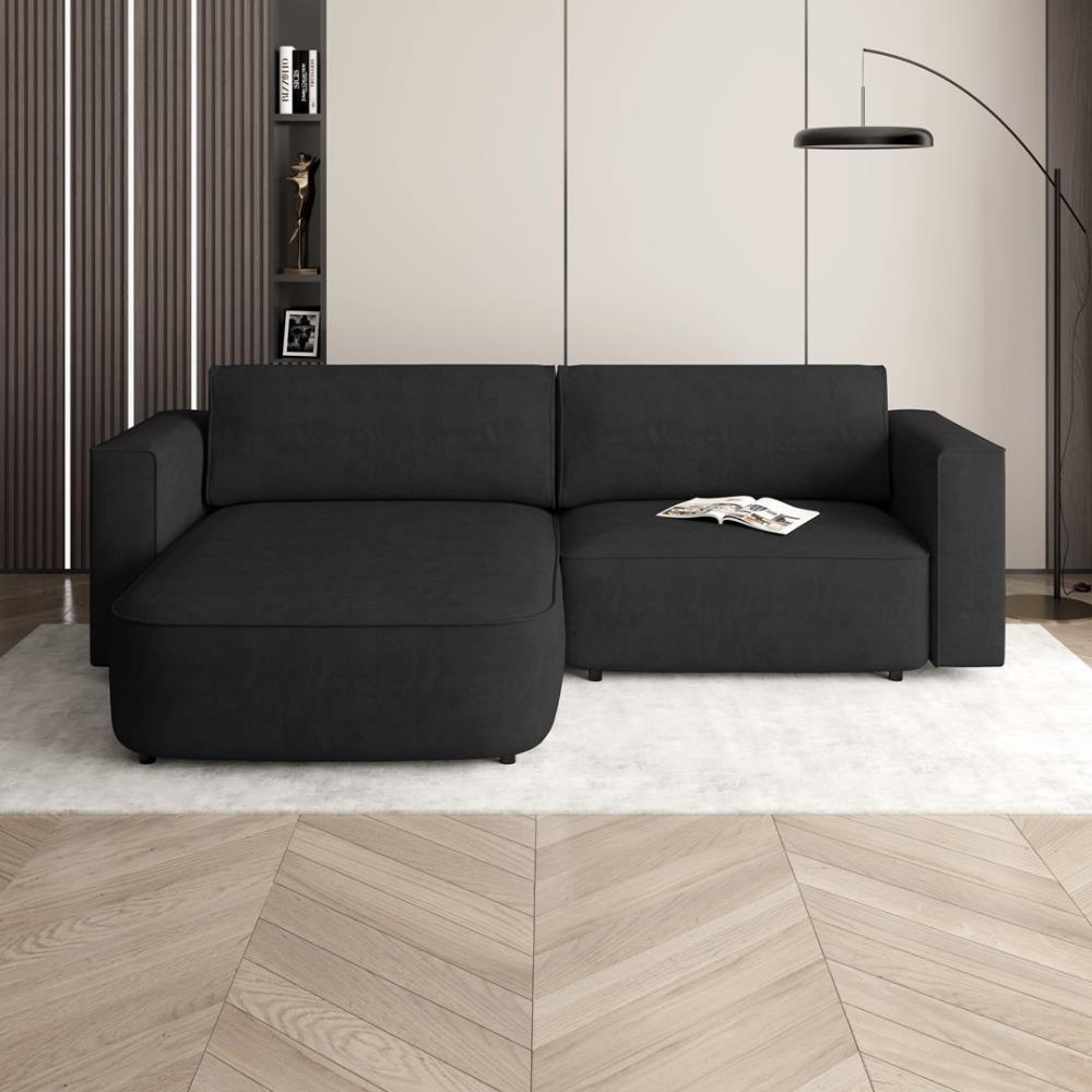 ECKSCHLAFSOFA Carlos schwarz - Schwarz, Kunststoff/Textil (265/170cm) - Beautysofa