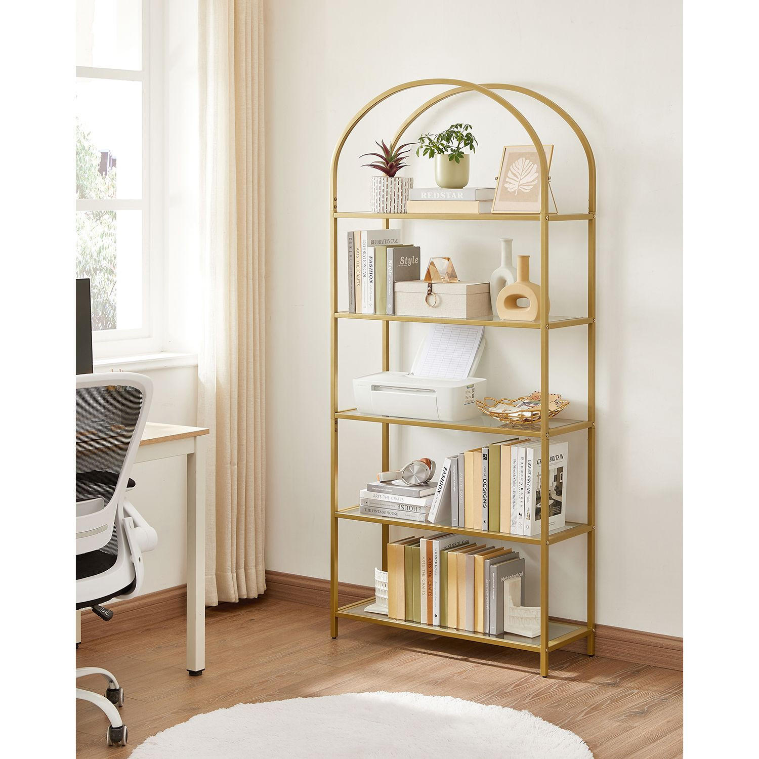 BÜCHERREGAL TRIPOLI - Goldfarben, Metall (83/183.5/30.2cm) - Hansiro